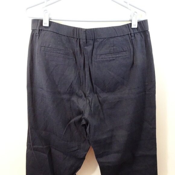 J.Jill Crop Pants Petite Size LP Navy Blue Linen Stretch Elastic Waist Pull On - Picture 5 of 5